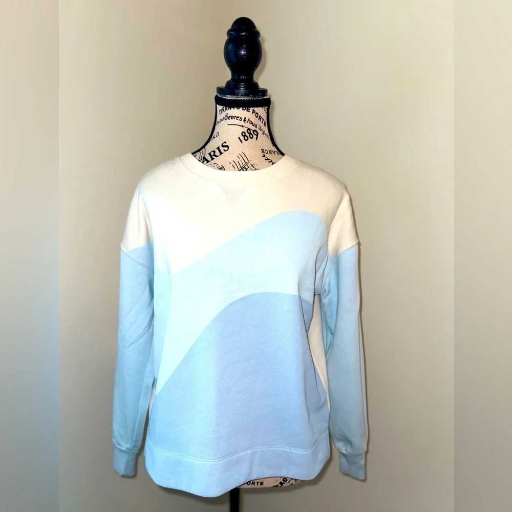 Old Navy Girl's Blue and Cream Color-block Crewneck Tunic Sweatshirt, XL